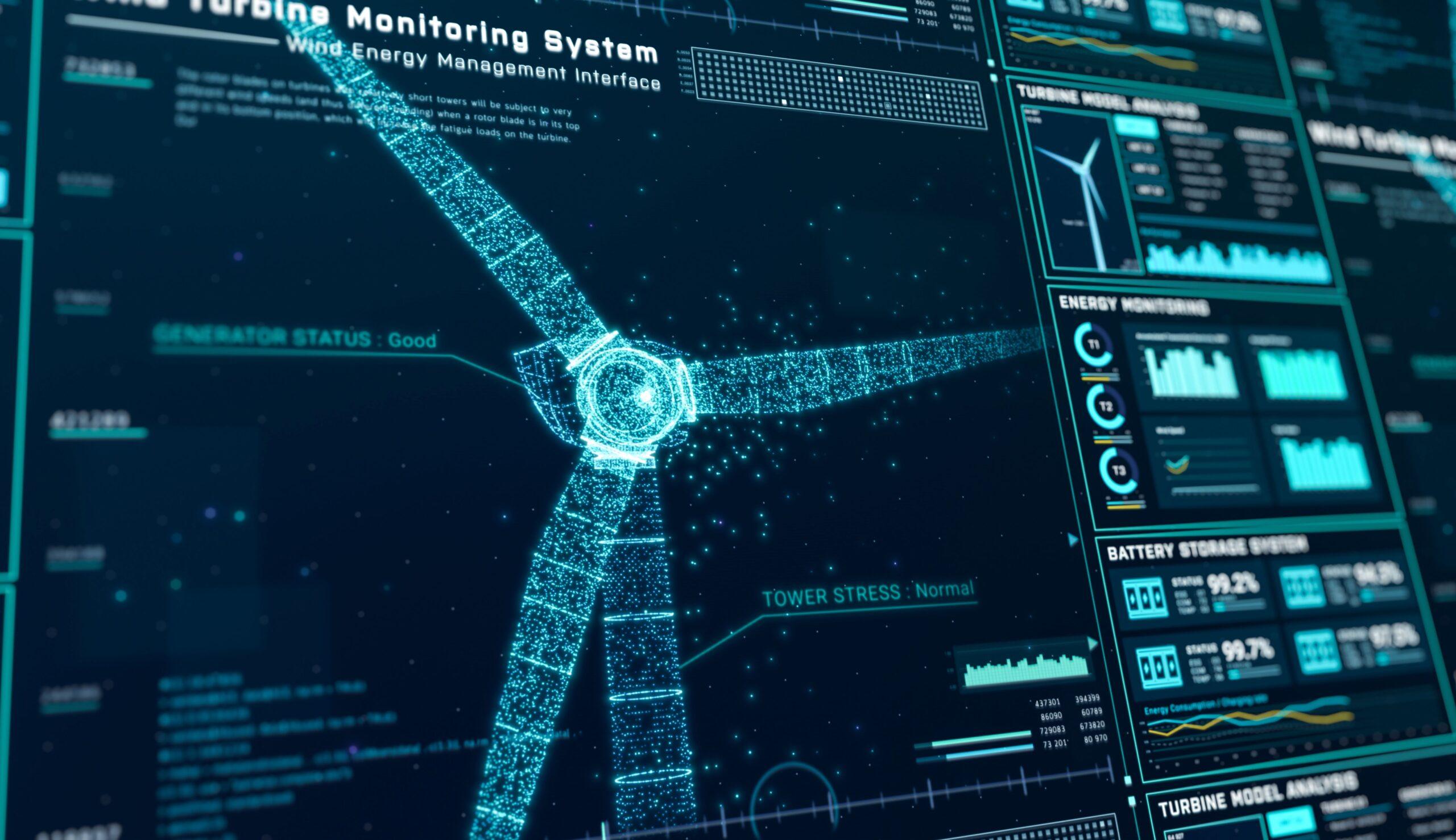 Eine Digitale Plattform zeigt verschiedene Daten einer Windkraftanlage 